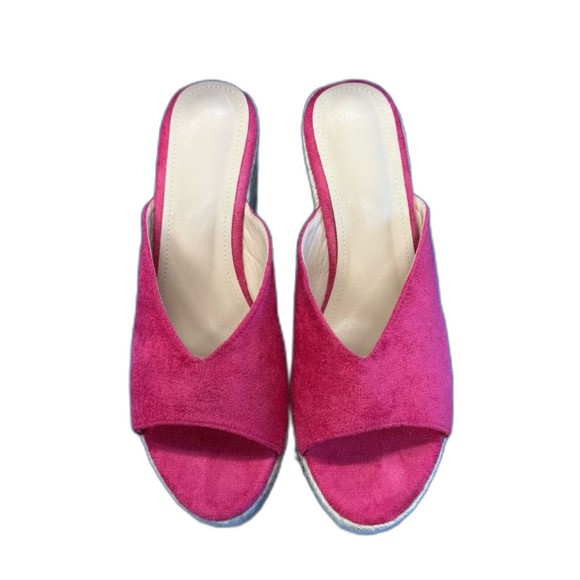 Pink Wedge espadrilles size 42/10 Sandals platform 1.4” heel height 4” - Picture 3 of 8